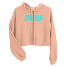 Load image into Gallery viewer, Women’s Crop Hoodie Turquoise Print