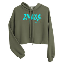 Load image into Gallery viewer, Women’s Crop Hoodie Turquoise Print