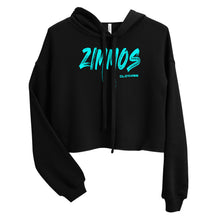 Load image into Gallery viewer, Women’s Crop Hoodie Turquoise Print