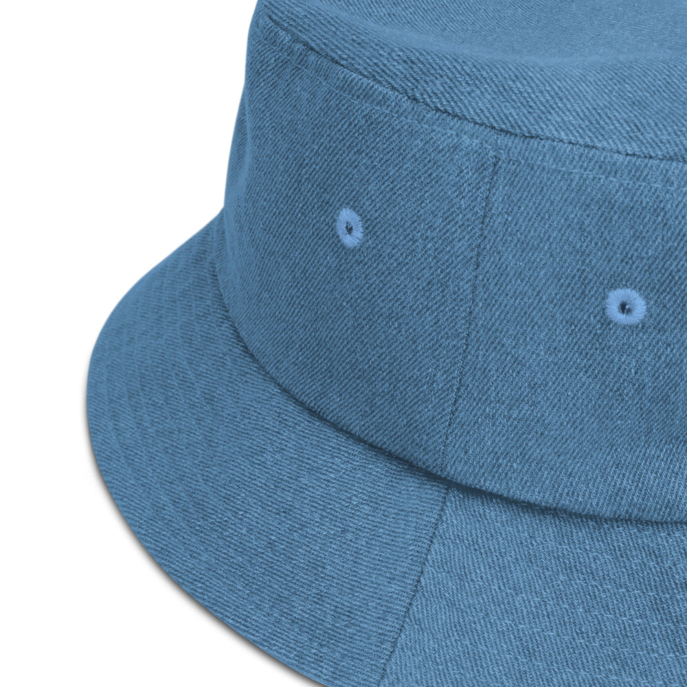 Denim Bucket Hat with Embroidered Logo – zimmos clothing