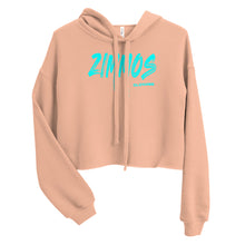 Load image into Gallery viewer, Women’s Crop Hoodie Turquoise Print
