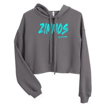 Load image into Gallery viewer, Women’s Crop Hoodie Turquoise Print
